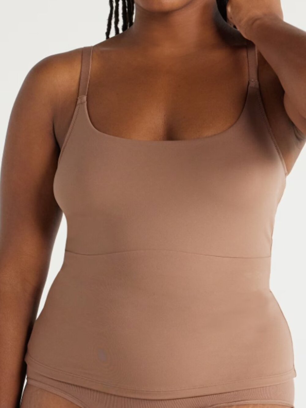 Joyspun Women's Stretch Medium Support Shaping Cami, Moroccan Brown, XXXL NEW